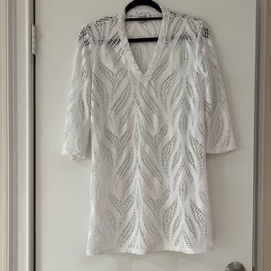 Jordan Taylor White Crochet Swim Coverup